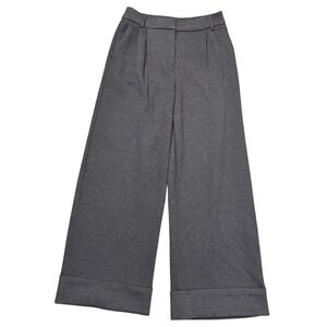 Express Stylist Wide Leg Pants Womens 6R Gray High Rise Pleated Cuffed Trousers